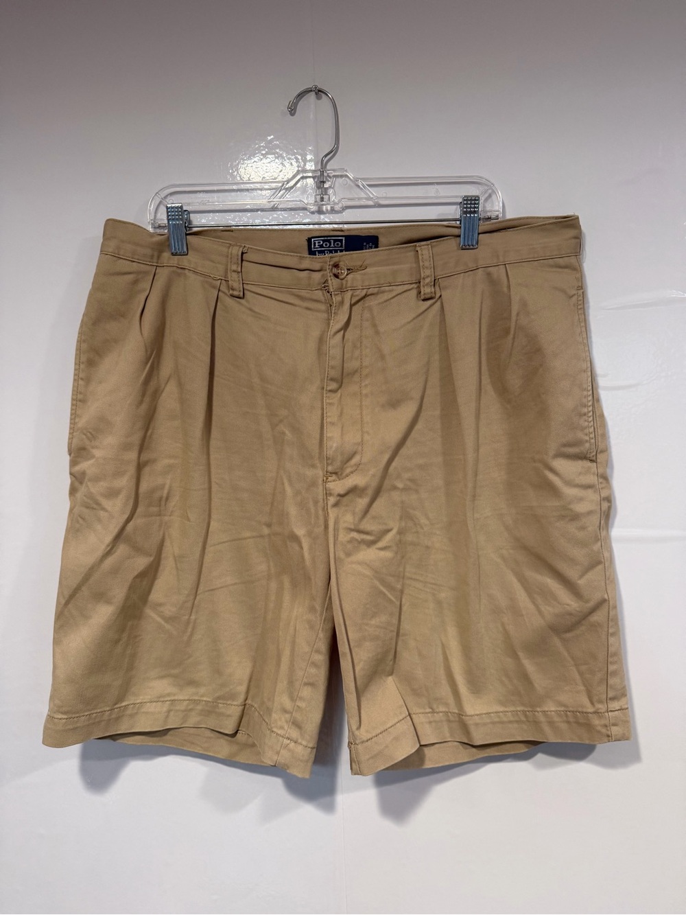 Polo by Ralph Lauren Men’s Khaki Pleated‎ Cotton Tyler Shorts